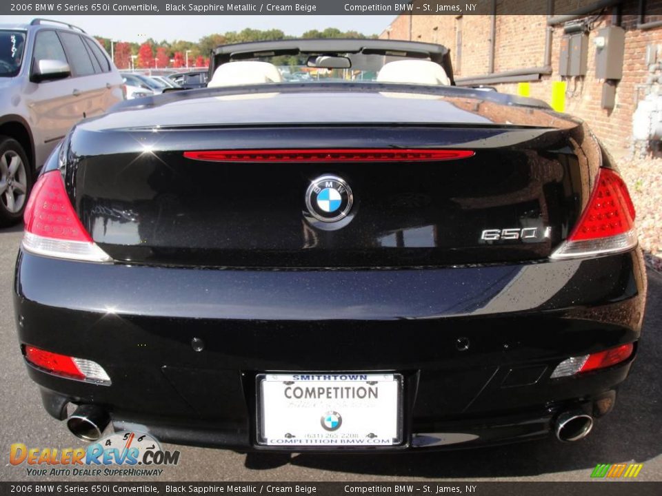 2006 BMW 6 Series 650i Convertible Black Sapphire Metallic / Cream Beige Photo #6