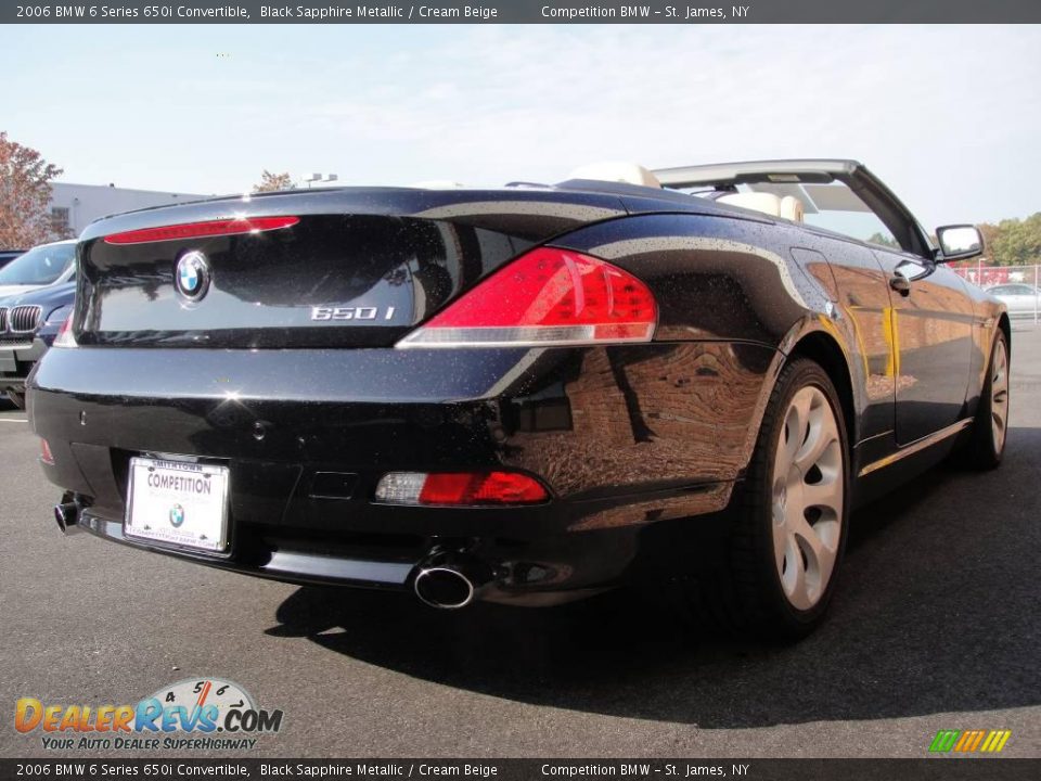 2006 BMW 6 Series 650i Convertible Black Sapphire Metallic / Cream Beige Photo #7