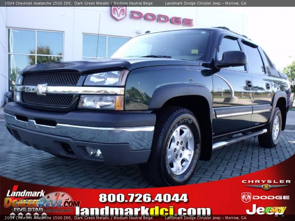2004 Chevrolet Avalanche 1500 Z66 Dark Green Metallic / Medium Neutral Beige Photo #1