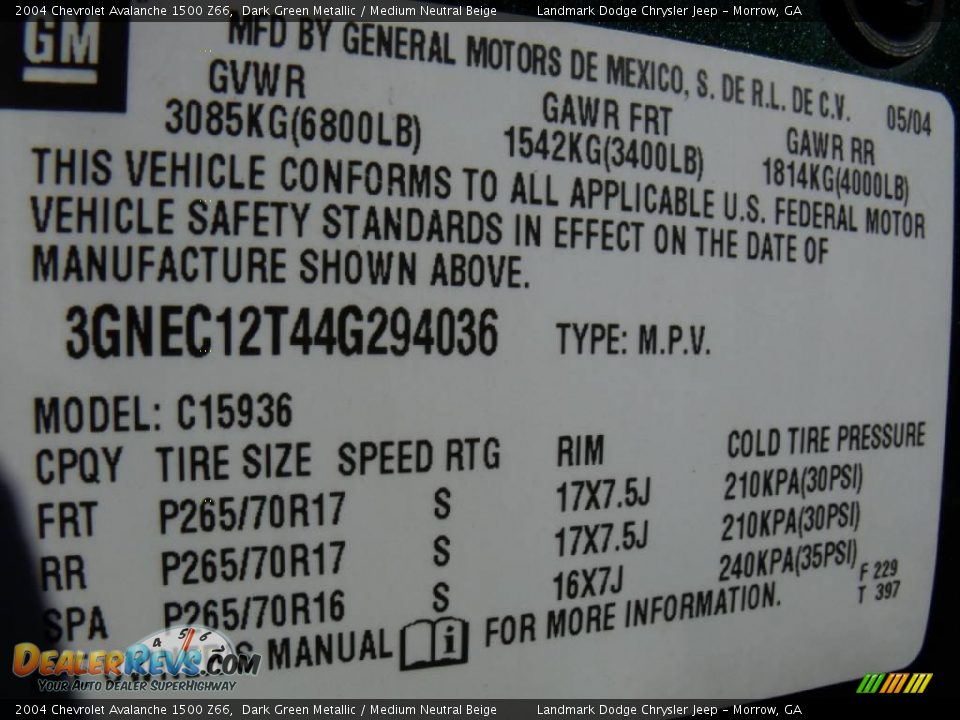2004 Chevrolet Avalanche 1500 Z66 Dark Green Metallic / Medium Neutral Beige Photo #34