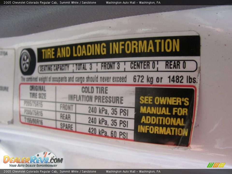 2005 Chevrolet Colorado Regular Cab Summit White / Sandstone Photo #18