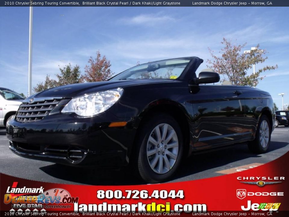2010 Chrysler Sebring Touring Convertible Brilliant Black Crystal Pearl / Dark Khaki/Light Graystone Photo #1