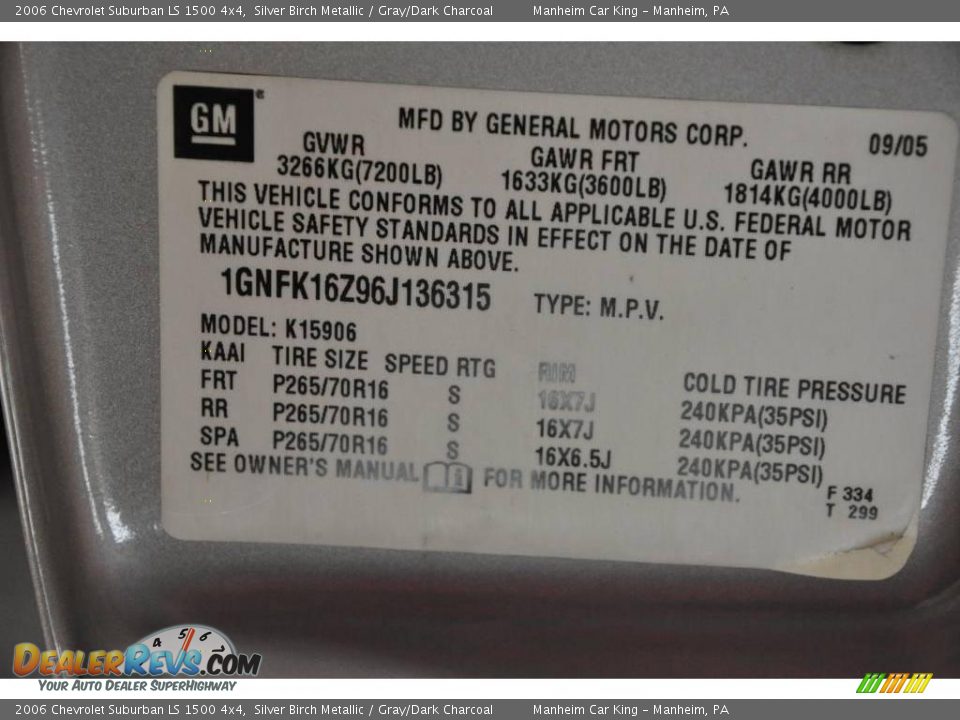 2006 Chevrolet Suburban LS 1500 4x4 Silver Birch Metallic / Gray/Dark Charcoal Photo #13