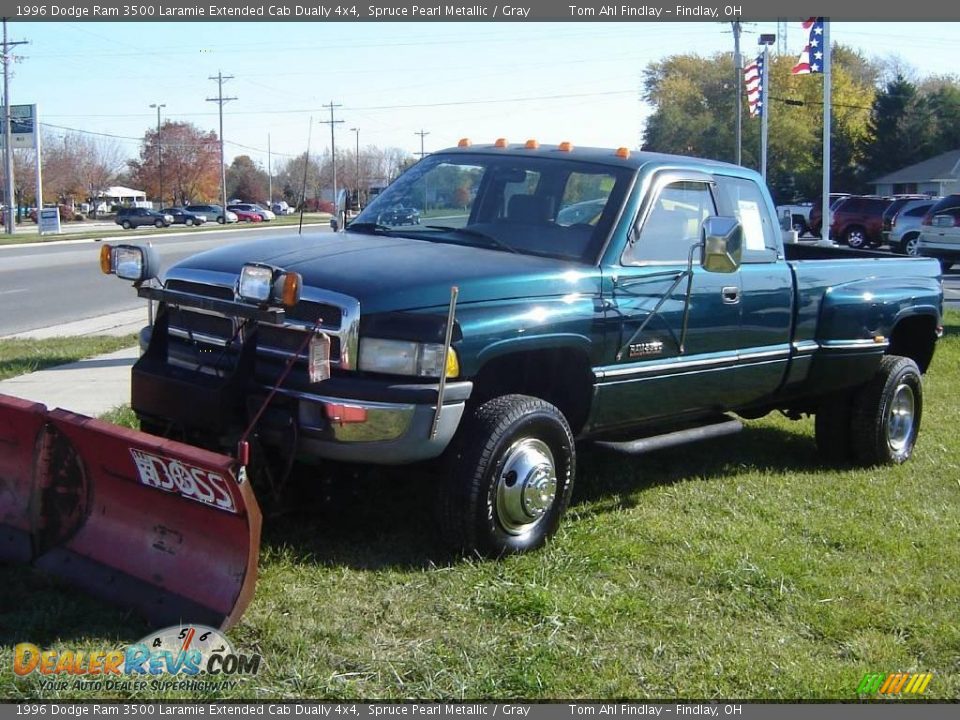 1996 Dodge Ram 3500 Laramie Extended Cab Dually 4x4 Spruce Pearl Metallic / Gray Photo #1