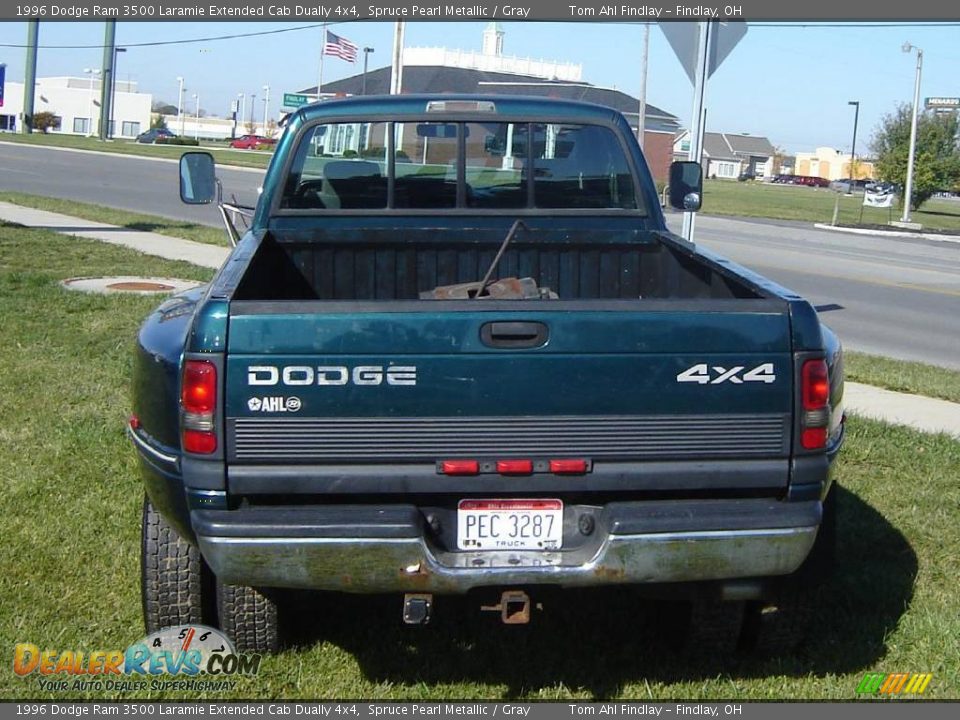 1996 Dodge Ram 3500 Laramie Extended Cab Dually 4x4 Spruce Pearl Metallic / Gray Photo #4