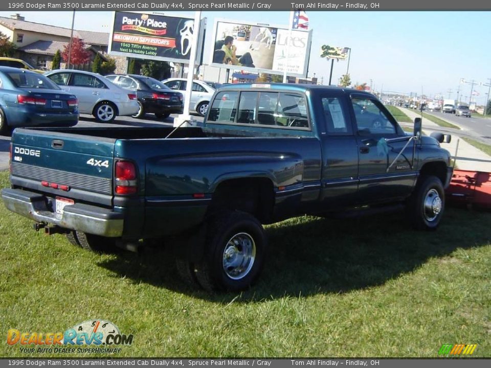 1996 Dodge Ram 3500 Laramie Extended Cab Dually 4x4 Spruce Pearl Metallic / Gray Photo #5