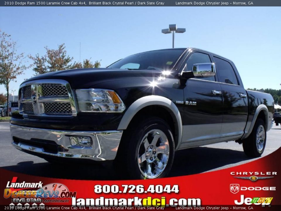 2010 Dodge Ram 1500 Laramie Crew Cab 4x4 Brilliant Black Crystal Pearl / Dark Slate Gray Photo #1