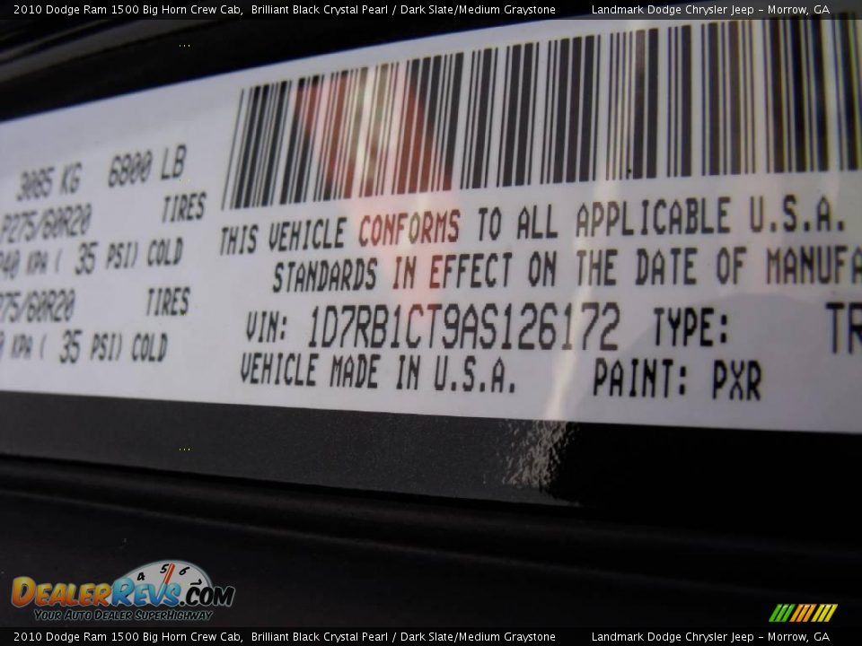 2010 Dodge Ram 1500 Big Horn Crew Cab Brilliant Black Crystal Pearl / Dark Slate/Medium Graystone Photo #16