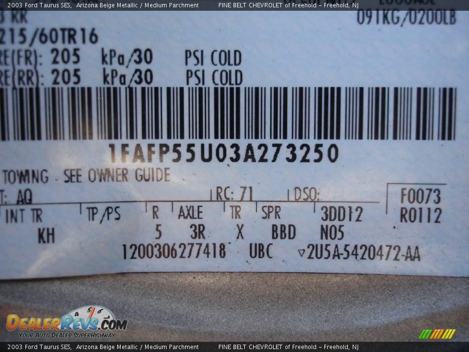 2003 Ford Taurus SES Arizona Beige Metallic / Medium Parchment Photo #15