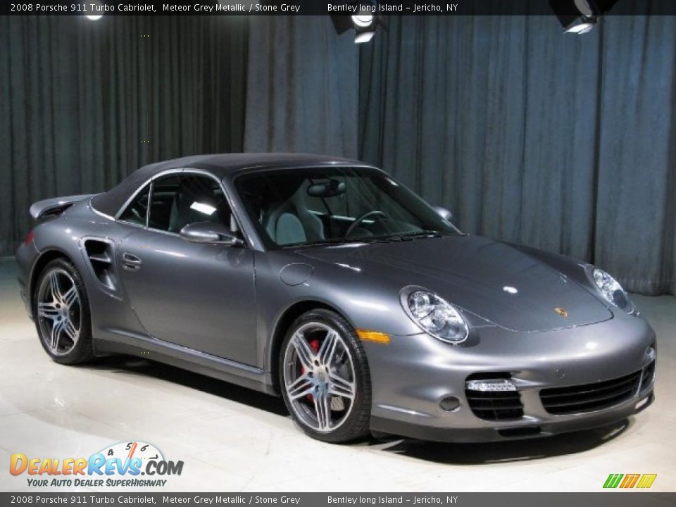 2008 Porsche 911 Turbo Cabriolet Meteor Grey Metallic / Stone Grey Photo #18