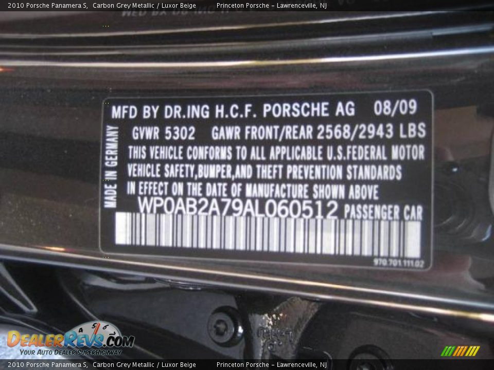 2010 Porsche Panamera S Carbon Grey Metallic / Luxor Beige Photo #34