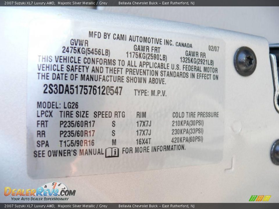 2007 Suzuki XL7 Luxury AWD Majestic Silver Metallic / Grey Photo #15