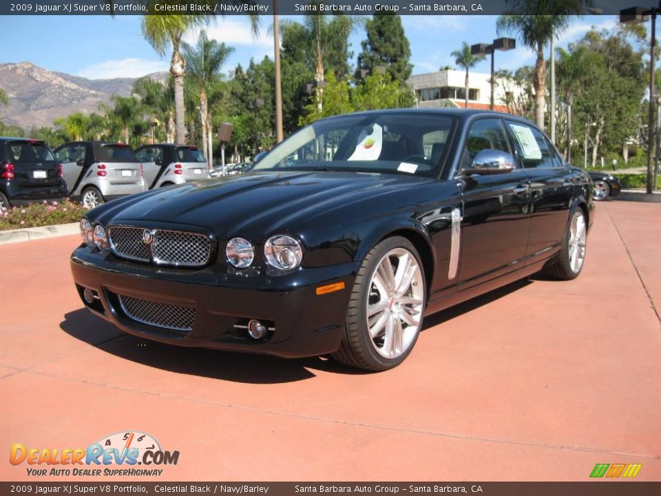 2009 Jaguar XJ Super V8 Portfolio Celestial Black / Navy/Barley Photo #1