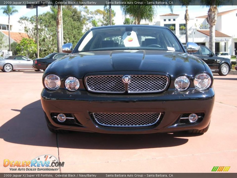 2009 Jaguar XJ Super V8 Portfolio Celestial Black / Navy/Barley Photo #2
