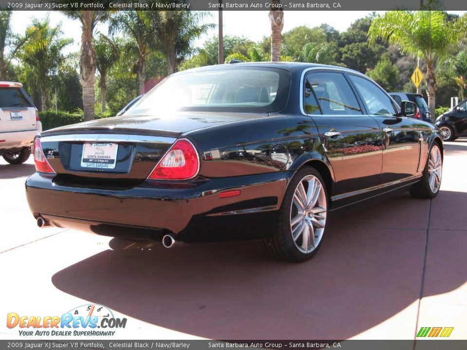 2009 Jaguar XJ Super V8 Portfolio Celestial Black / Navy/Barley Photo #4