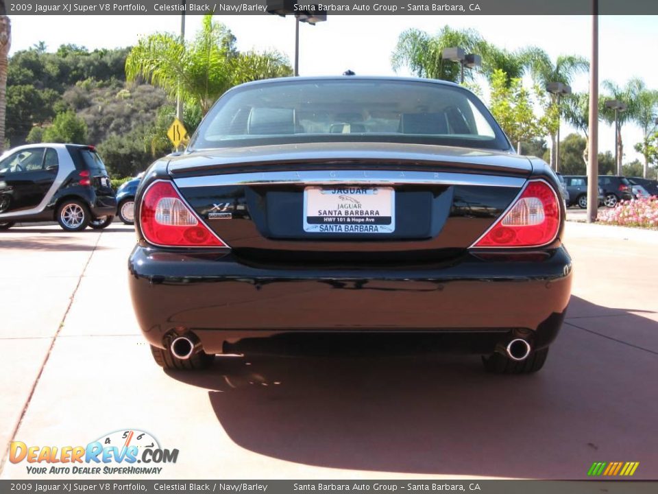 2009 Jaguar XJ Super V8 Portfolio Celestial Black / Navy/Barley Photo #5