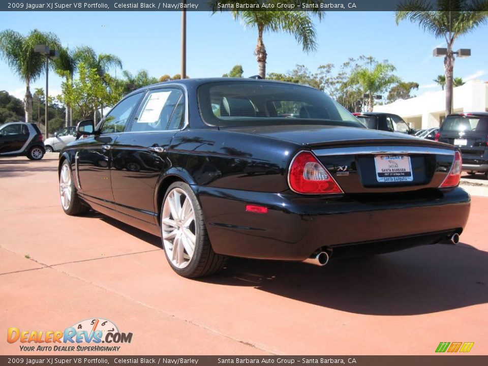 2009 Jaguar XJ Super V8 Portfolio Celestial Black / Navy/Barley Photo #6