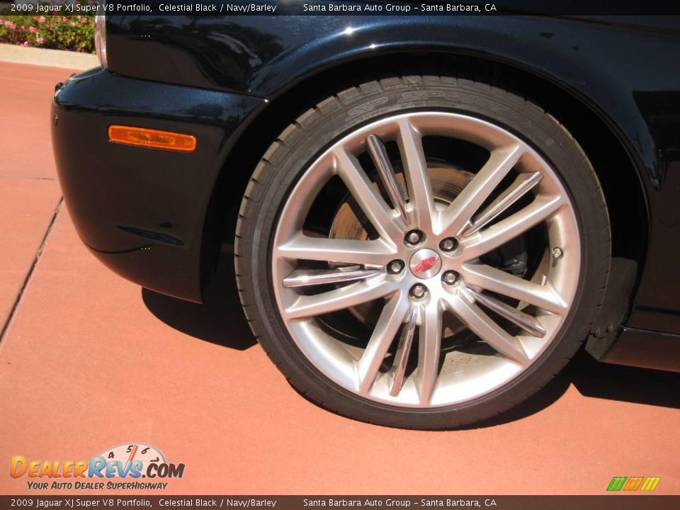 2009 Jaguar XJ Super V8 Portfolio Celestial Black / Navy/Barley Photo #8