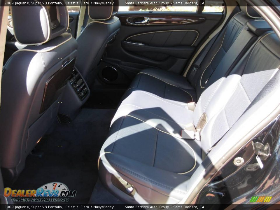 2009 Jaguar XJ Super V8 Portfolio Celestial Black / Navy/Barley Photo #12