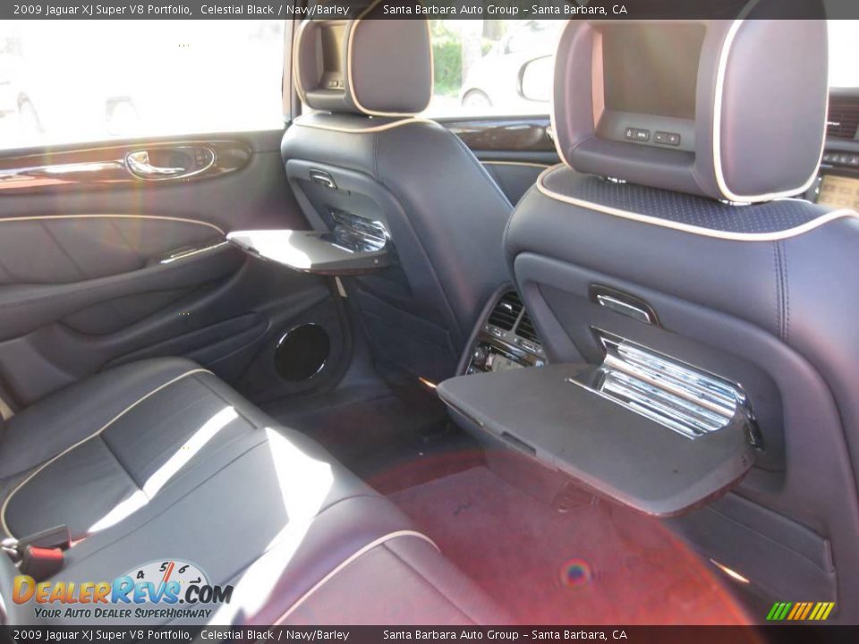 2009 Jaguar XJ Super V8 Portfolio Celestial Black / Navy/Barley Photo #14