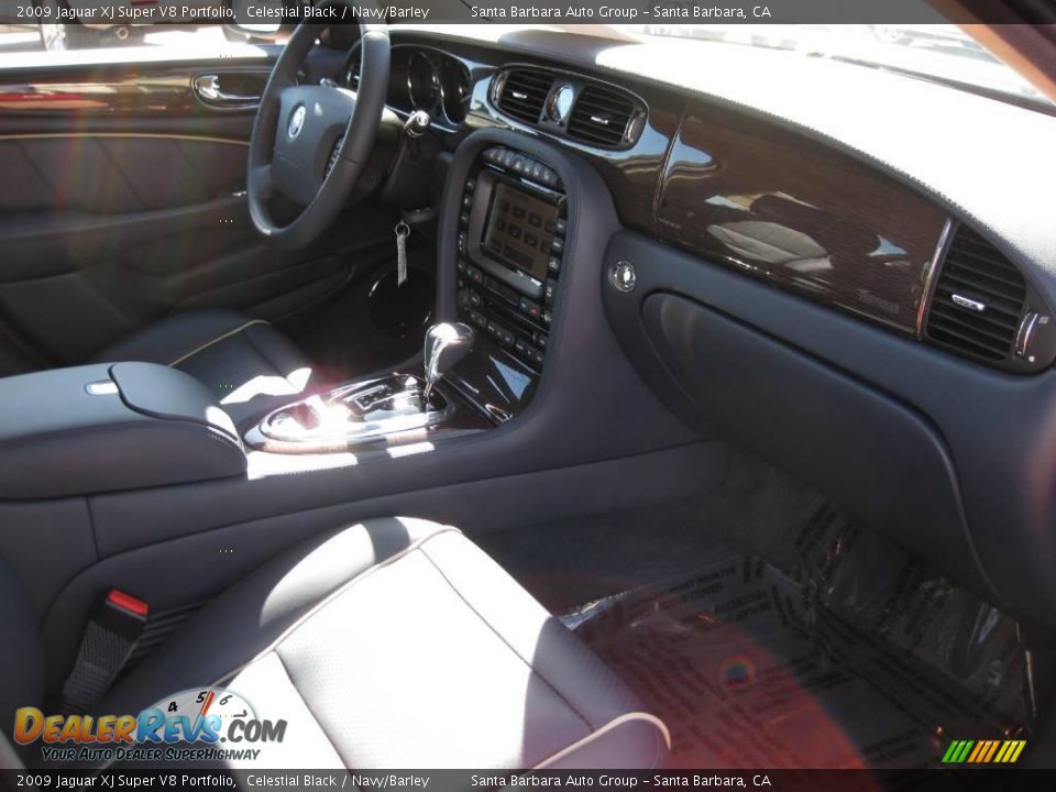 2009 Jaguar XJ Super V8 Portfolio Celestial Black / Navy/Barley Photo #15