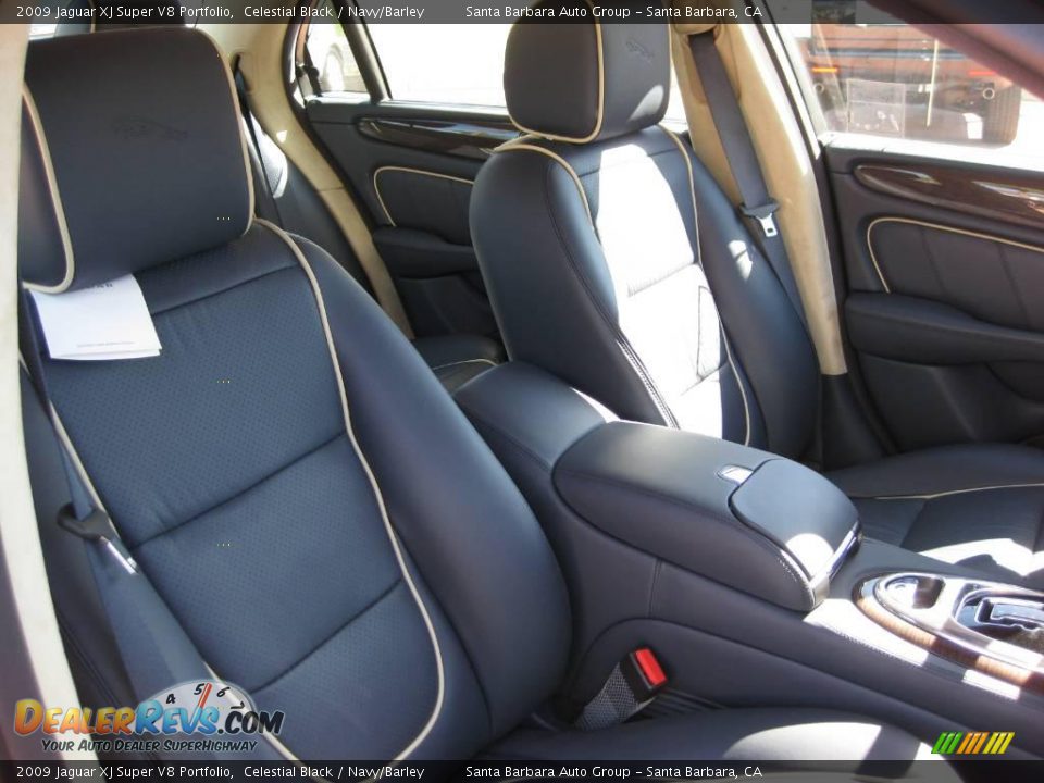 2009 Jaguar XJ Super V8 Portfolio Celestial Black / Navy/Barley Photo #16
