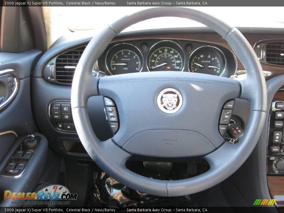 2009 Jaguar XJ Super V8 Portfolio Celestial Black / Navy/Barley Photo #17