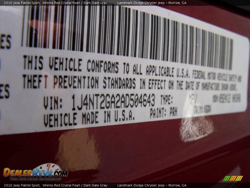 2010 Jeep Patriot Sport Inferno Red Crystal Pearl / Dark Slate Gray Photo #15