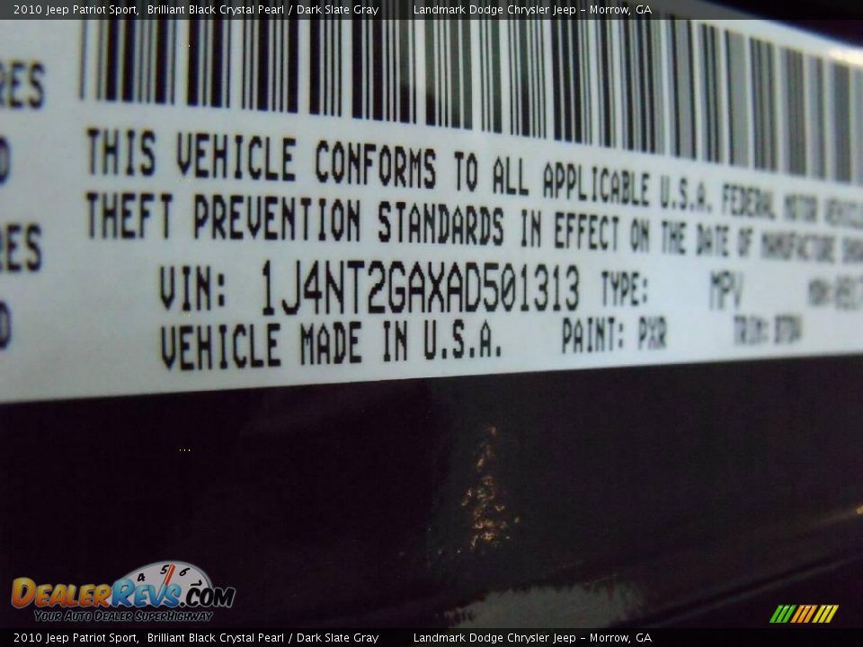 2010 Jeep Patriot Sport Brilliant Black Crystal Pearl / Dark Slate Gray Photo #13