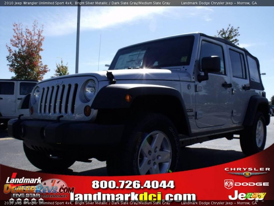 2010 Jeep Wrangler Unlimited Sport 4x4 Bright Silver Metallic / Dark Slate Gray/Medium Slate Gray Photo #1