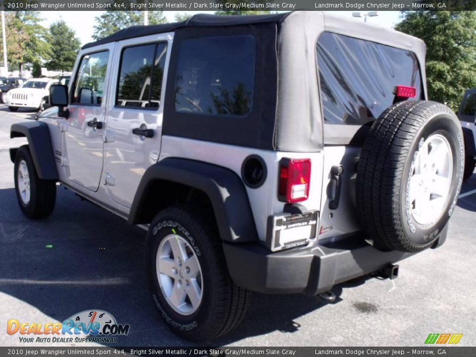 2010 Jeep Wrangler Unlimited Sport 4x4 Bright Silver Metallic / Dark Slate Gray/Medium Slate Gray Photo #2