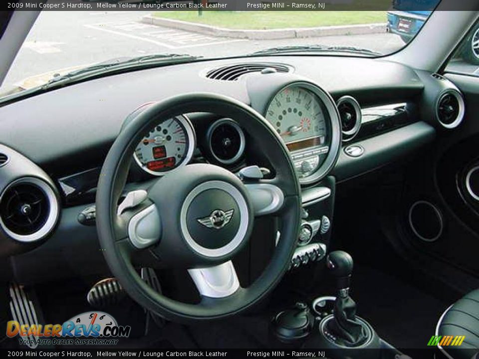 2009 Mini Cooper S Hardtop Mellow Yellow / Lounge Carbon Black Leather Photo #10