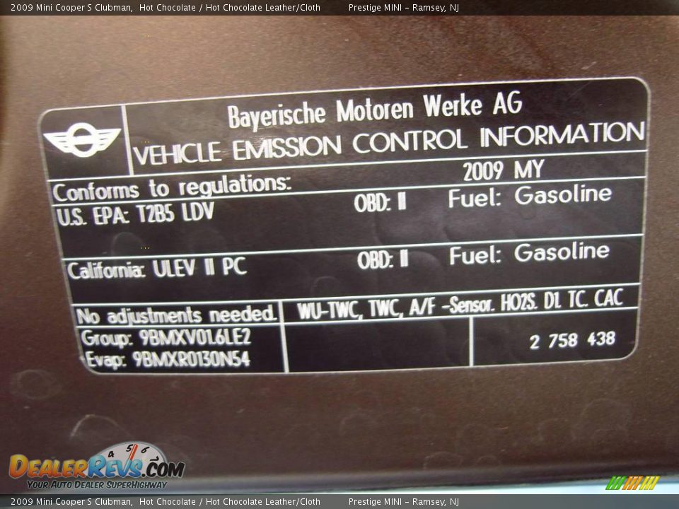 2009 Mini Cooper S Clubman Hot Chocolate / Hot Chocolate Leather/Cloth Photo #7