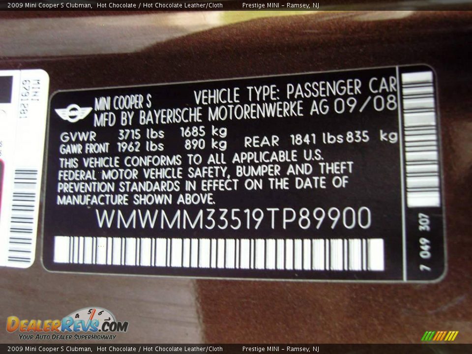 2009 Mini Cooper S Clubman Hot Chocolate / Hot Chocolate Leather/Cloth Photo #8