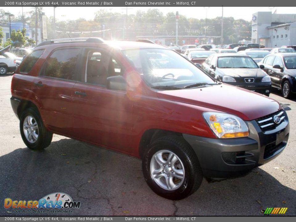 2008 Kia Sportage LX V6 4x4 Volcanic Red Metallic / Black Photo #3