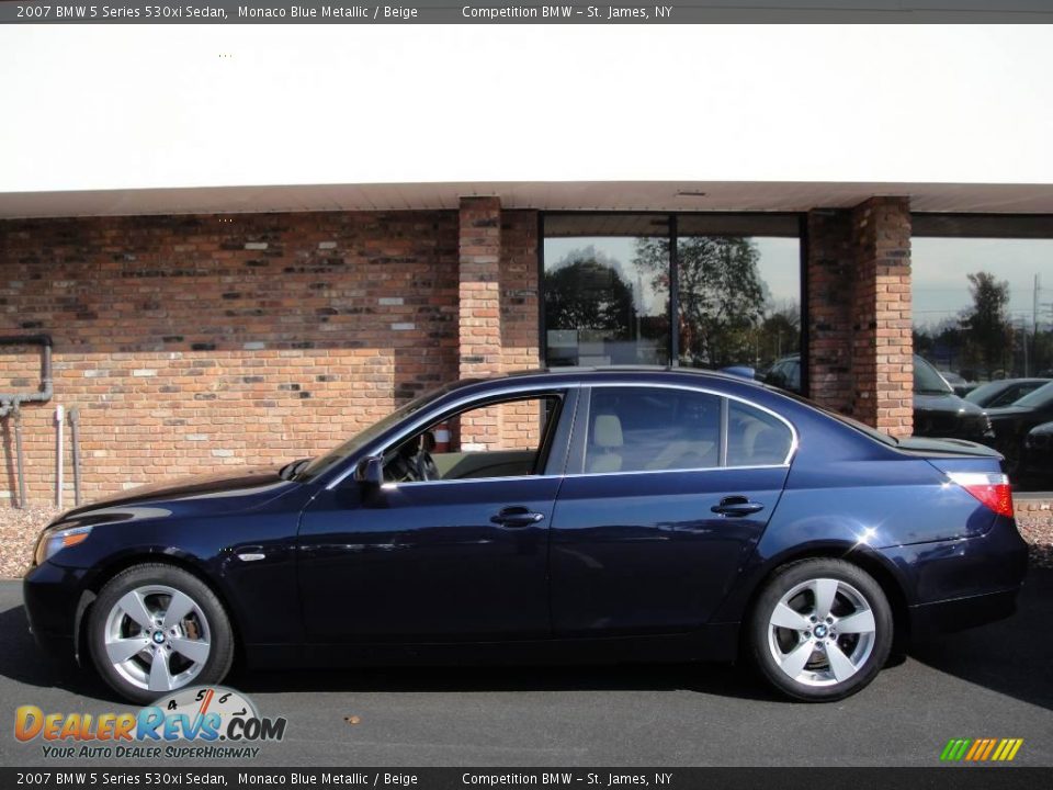 2007 BMW 5 Series 530xi Sedan Monaco Blue Metallic / Beige Photo #3