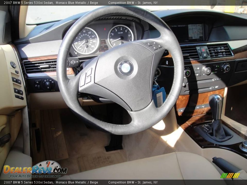 2007 BMW 5 Series 530xi Sedan Monaco Blue Metallic / Beige Photo #10