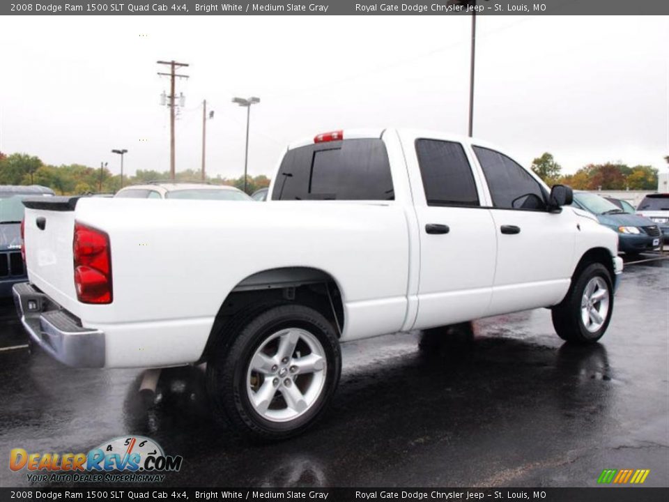 2008 Dodge Ram 1500 SLT Quad Cab 4x4 Bright White / Medium Slate Gray Photo #3