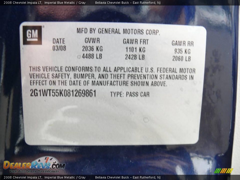 2008 Chevrolet Impala LT Imperial Blue Metallic / Gray Photo #15