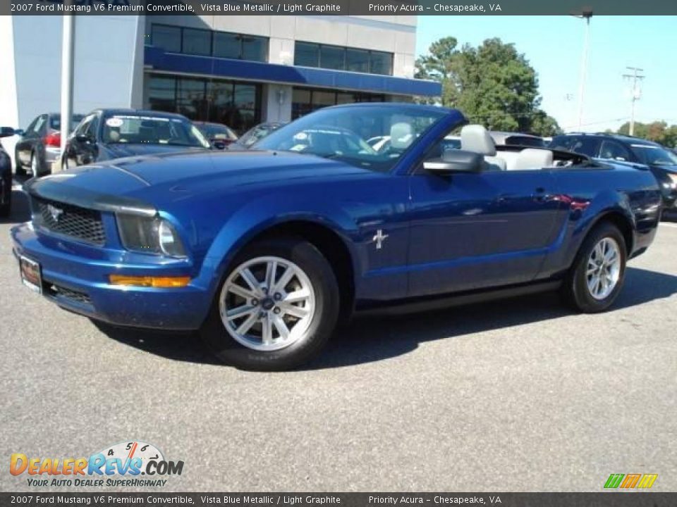 2007 Ford Mustang V6 Premium Convertible Vista Blue Metallic / Light Graphite Photo #2