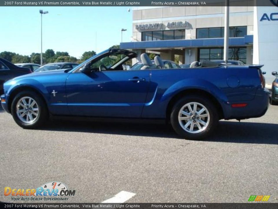 2007 Ford Mustang V6 Premium Convertible Vista Blue Metallic / Light Graphite Photo #3