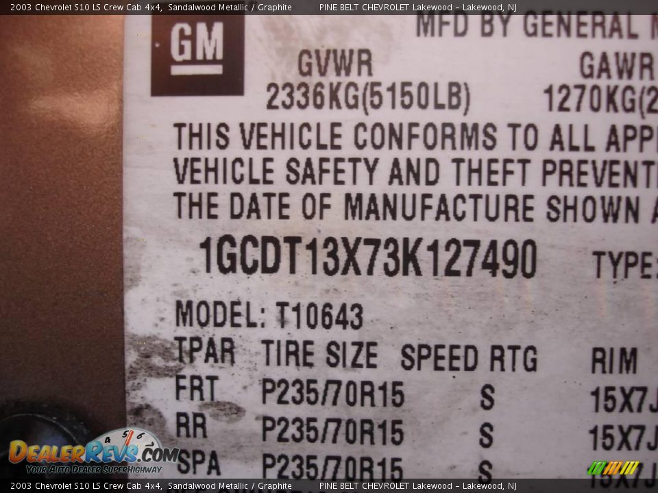 2003 Chevrolet S10 LS Crew Cab 4x4 Sandalwood Metallic / Graphite Photo #15