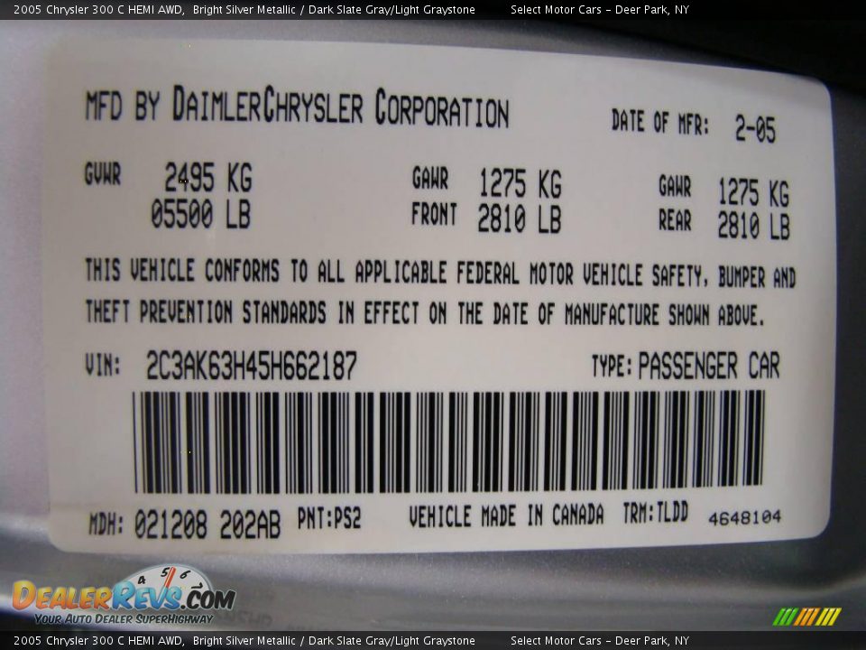2005 Chrysler 300 C HEMI AWD Bright Silver Metallic / Dark Slate Gray/Light Graystone Photo #16