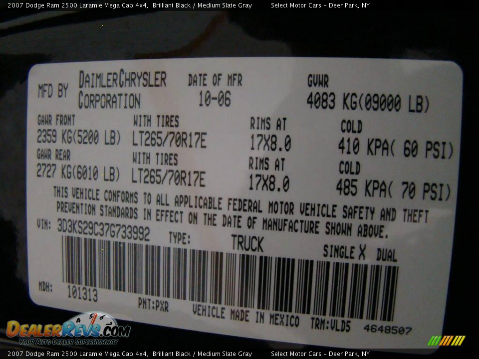 2007 Dodge Ram 2500 Laramie Mega Cab 4x4 Brilliant Black / Medium Slate Gray Photo #15