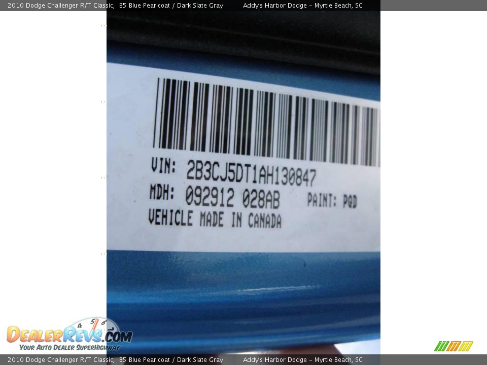 2010 Dodge Challenger R/T Classic B5 Blue Pearlcoat / Dark Slate Gray Photo #30