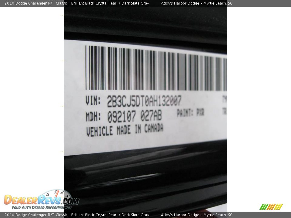 2010 Dodge Challenger R/T Classic Brilliant Black Crystal Pearl / Dark Slate Gray Photo #30