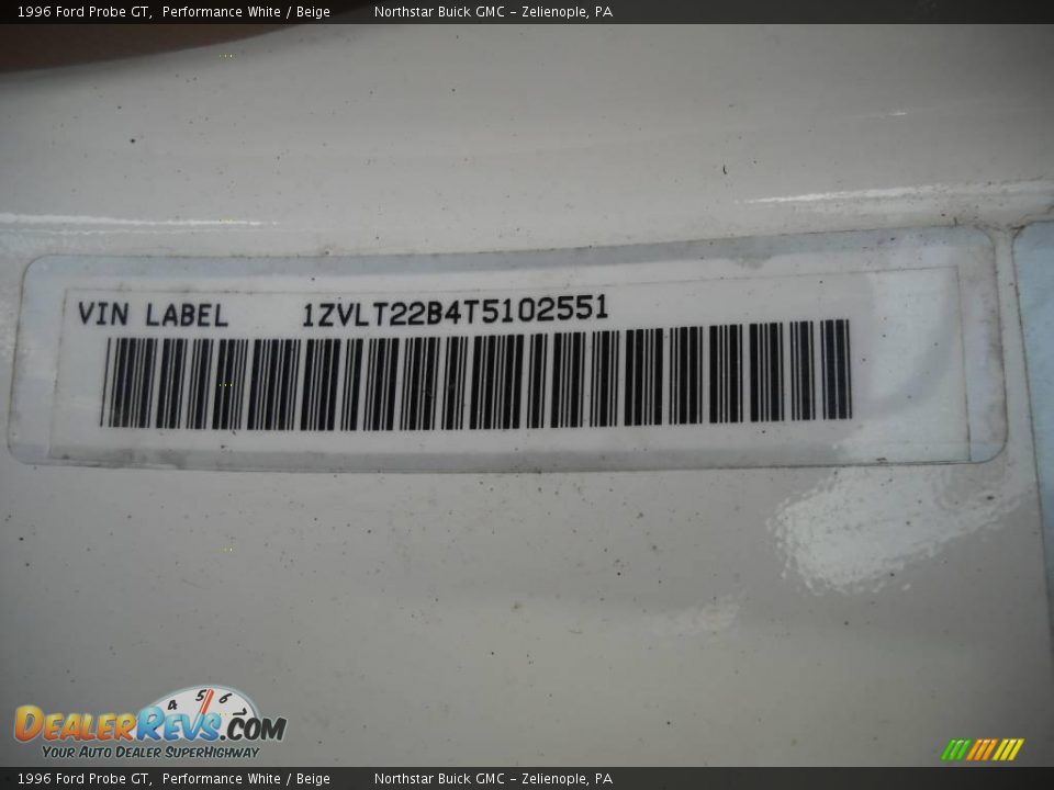 1996 Ford Probe GT Performance White / Beige Photo #9