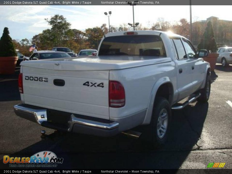2001 Dodge Dakota SLT Quad Cab 4x4 Bright White / Taupe Photo #3
