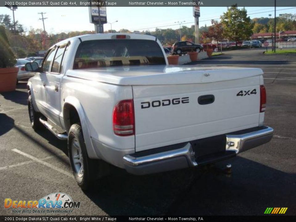 2001 Dodge Dakota SLT Quad Cab 4x4 Bright White / Taupe Photo #5