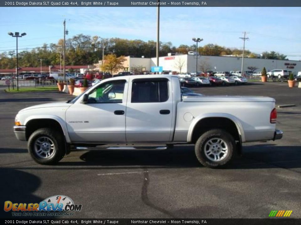 2001 Dodge Dakota SLT Quad Cab 4x4 Bright White / Taupe Photo #6